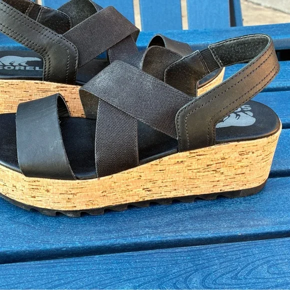 Sorel Black and Tan Platform Sandals - Picture 4 of 7